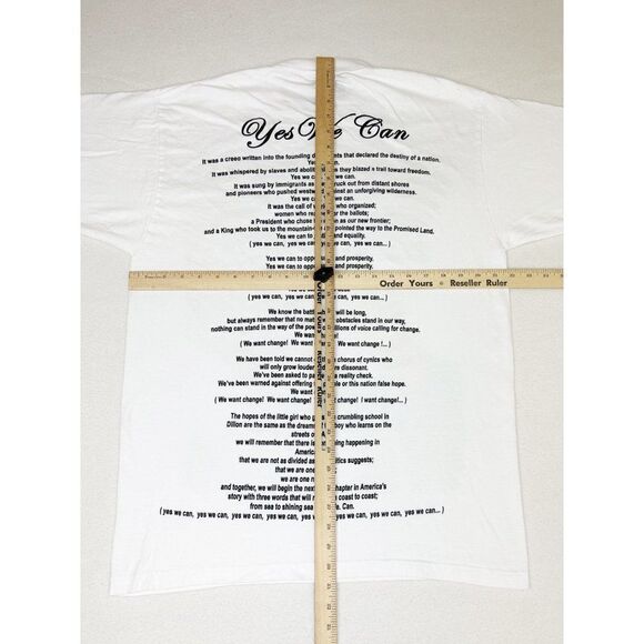 Y2K President Barack Obama T-Shirt XL White Yes We Can Hip Hop Rap Tee AOP - Picture 7 of 9